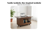 Multi-Functional flip-top Rolling Cart Mobile Design Side Table Space-Saving Household Furniture for Apartment Dwellers, Homeowners, Seniors, Living Room, Small Spaces, Bedroom, Balcony
