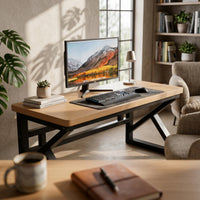 Computer Desk Thick Desktop Wood Computer Desk Sturdy Office Furniture for Students, Bedroom, Gaming