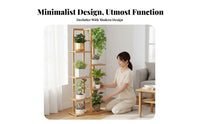European design Multi-Tier Plant Stand Floor-Standing Tiered Wooden plant display stand Staggered Shelves Pot storage-spaceSaving for Home Decorators, Apartment Dwellers, Homeowners, Living Room, Balcony, Corner, Bedroom