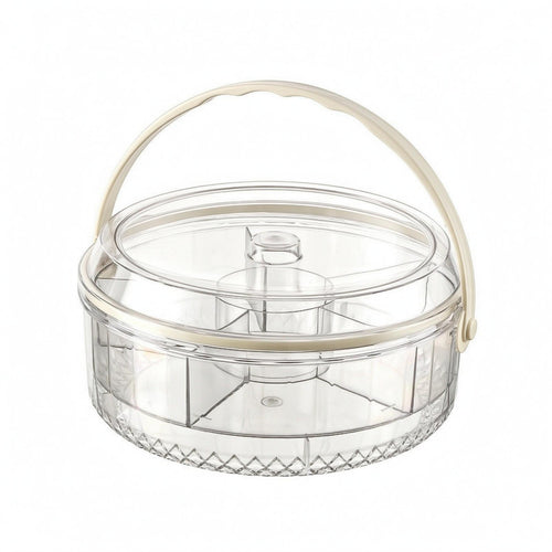 Compartment Food Tray Carry Handle Fruit Storage Container Faceted
