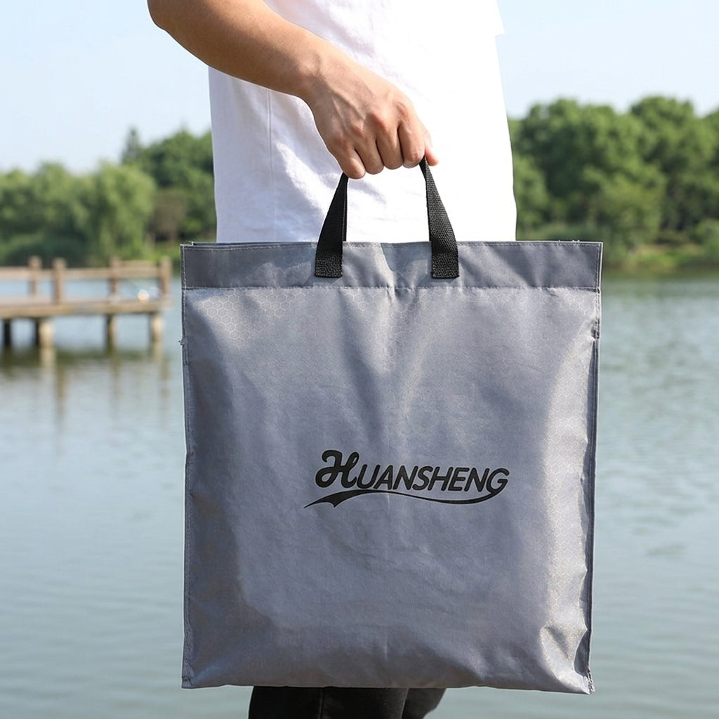 Foldable Fishing Bag Carryall, Water Resistant Light Grey Oxford Cloth Fishing Gear, Tackle Bag for Riverbank Carp Fishermen