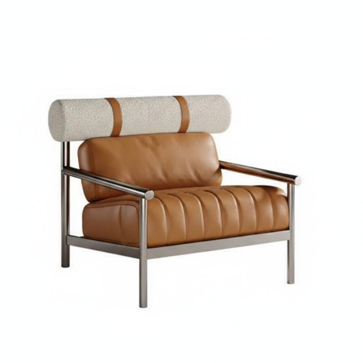 Upholstered Metal Frame Chair Nordic Aesthetic Armchair Light Luxury Design Comfortable Cushioning for Homeowners, Readers