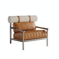 Upholstered Metal Frame Chair Nordic Aesthetic Armchair Light Luxury Design Comfortable Cushioning for Homeowners, Readers