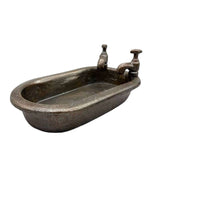 Outdoor Decor Bathtub-Shaped Bird Bath Dark Brown Two-Way Use