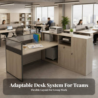 Privacy Partitions 4-Person Desk cluster Modern Design Office Furniture Integrated wiring Management Workstation System for Businesses, Startups, Coworking Space, Call call facility