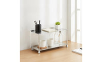 Desktop Storage Rack Brushed Metal Desk Organizer Shelf Sturdy Tabletop Display Shelf for Dresser, Coffee Station