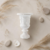 Roman Style Vase Matte Finish Simulated Marble Urn Classic Design White Pedestal Vase for Hotel