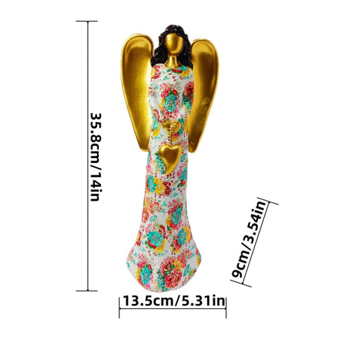 Heart Angel Figurine Gift Idea Angel Statue Hand Painted for Entryway, Tv Stand