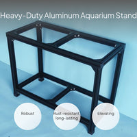 Black Aluminum Aquarium Stand, Adjustable Double Shelf