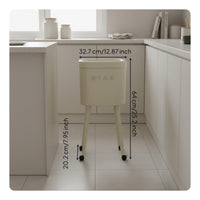 Trash Can Movable Lidded Trash Can Space-Saving for Kitchen