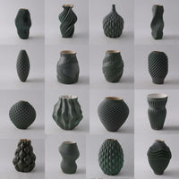 Jingdezhen 3D Printed Ceramic Dark Green Vase Decoration, Modern Minimalist Luxury
