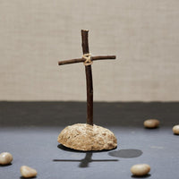 Wood Cross Model Handmade Look Miniature Ornament for Table Display