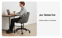 Upholstered Computer Seat Adjustable Height Upholstered Rolling Seat Soft Upholstery Ergonomic Design for Adults, Women, Bedroom