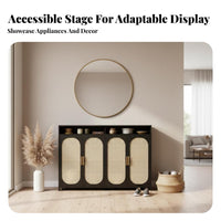 Rattan Door Credenza Modern Design Woven Door Credenza Versatile Use Breathable Doors for Homeowners, New Movers, Dining Room