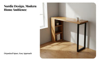 Nordic Design Solid Wood Bar Table with Storage Space Saving Counter Height Table and Stool Set Multipurpose 3 Piece Dining Set Stable Structure for Small Apartment Dwellers, Homeowners, Families, Breakfast Nook