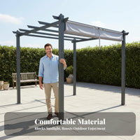 Easy Assembly Retractable Canopy Pergola Sturdy Construction Climbing Vine Vine Trellis Weather Resistant Metal Frame Gazebo Protection for Homeowners, Entertainers, Courtyard, Backyard, Poolside, Barbecues