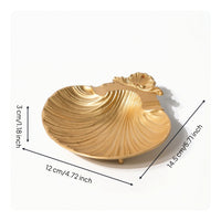 Metal Jewelry Tray with Gold Finish Shallow Shell Tray Classy Dish for Vanity