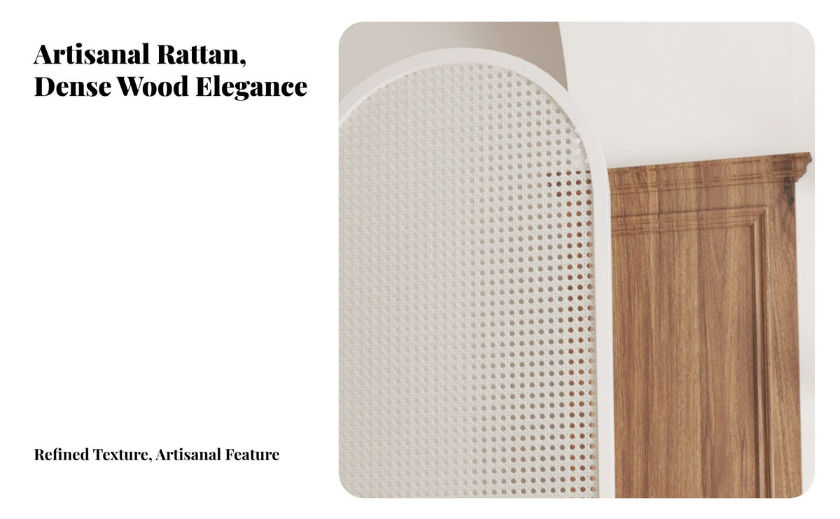 Freestanding 3-Panel Arched Cane Screen Modern Design 3-Panel Folding Partition Hand-Woven Room Divider Stylish Accent for Hotel Managers, Guesthouse Owners, Interior Designers, Entryway, Bedroom, Studio Apartment, Dressing Area
