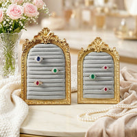 欧式复古高级多色拱形绒布相框戒指耳环珠宝店铺陈列拍摄道具收纳