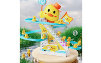 Electric Duck Climbing Stairs Toy Battery-Powered Electric Duck Slide Toy Playset Bright Yellow Interactive for Toddlers