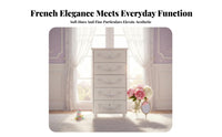 Princess & fashion Multi-Color Drawer Nightstand French Inspired Chest of Drawers Colorful Design Storage Cabinet Scalloped three-pronged for Young Women, Interior Decorators, Bedroom, Kids' Room, Entryway, Hallway