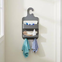 2-Tier Shower Holder Washroom Hanging Storage Rack Quick-Draining for Kitchen