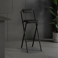 Folding Bar Stool with Backrest Portable High Bar Stool with Padded Seat Supportive Furniture for Kitchen Island
