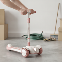 Kids' Kick Scooter with Adjustable Height, Dual Brakes, and LED Light for Ages 3-12+