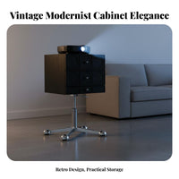 Retro Design Bauhaus Design Storage Cabinet Multi-Functional Century-Century Modern End Table Sturdy Nightstand with Storage Drawer Easy Assembly for Vinyl Collectors, Living Room, Office