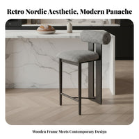 Upholstered Counter Stool with spinerest Footrest Included for Cafe, Coffee Shop