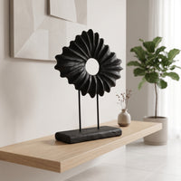 Sunflower Ornament with Base Hand-Carved Wooden Sculpture Artisan for Art Lovers
