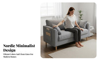 Space Saving Small Textile Sofa High-Density Foam Cushion Compact Apartment Sofa Sturdy Frame 2 Seater Loveseat Easy Assembly for Tenants, Students, Young Adults, Bedroom, Rental Home, Loft, Office