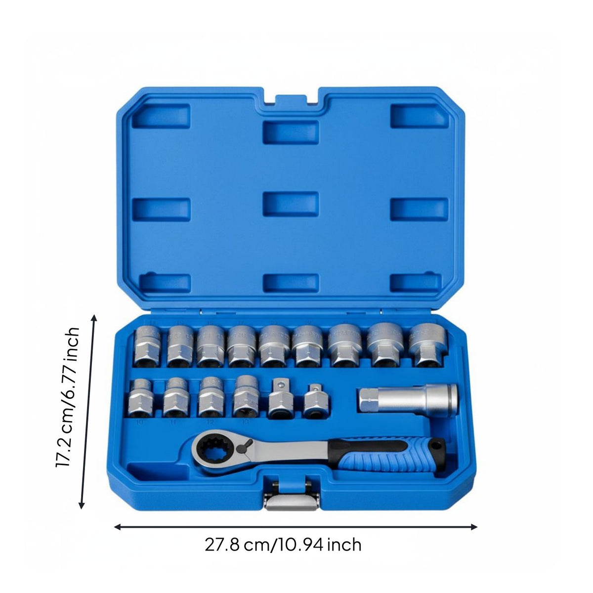 17 Pieces Fastener Grip Set Tight Space Access Ratchet Socket Wrench Kit High-Strength Steel Metal Hand Tools for Mechanics, DIY Users