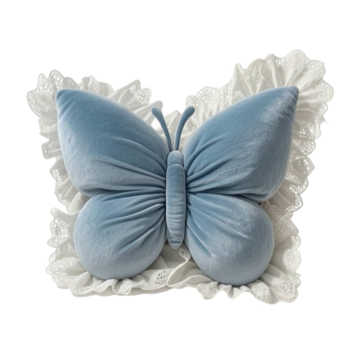 Fluttering Shape Pillow with Lace Padded Butterfly Pillow Cute with Lace Trim for Sofa