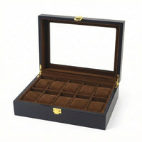 Clear Watch Display Box Matte Watch Organizer with Glass Lid Slim Storage Hinged for Collectors