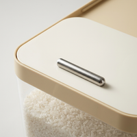 Airtight Rice Storage Container with Measuring Cup, Khaki Color Storage Bin, Easy Open Lid, Space Sa - Image 3