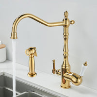 Retro European Ceramic Kitchen Faucet with Sprayer