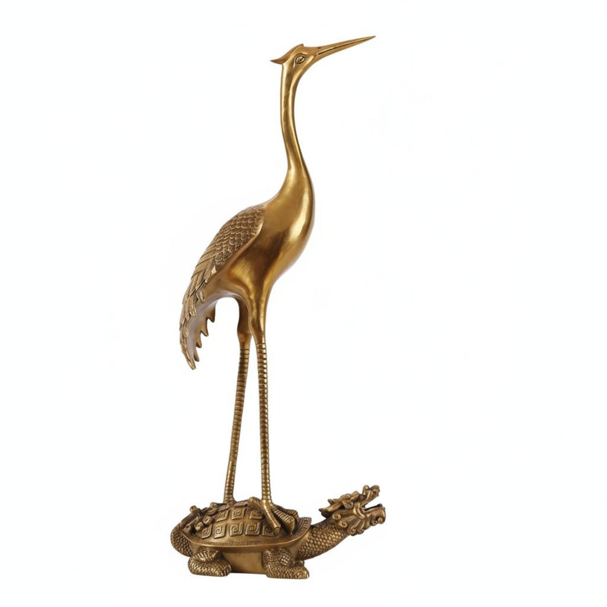 Longevity Crane Turtle Sculpture Birthday Gift Crane on Turtle Statue Good Luck Charm Longevity Animal Sculpture for Entrance, TV Cabinet, Office