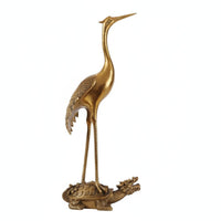 Longevity Crane Turtle Sculpture Birthday Gift Crane on Turtle Statue Good Luck Charm Longevity Animal Sculpture for Entrance, TV Cabinet, Office