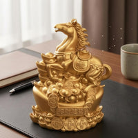 Currency Base Horse Figurine Gold-Colored Home Decor Metallic Finish