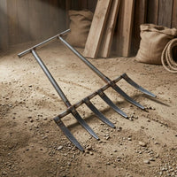 Steel Digging Fork Pointed Tines Long Handled Pitchfork Straight Crosspiece
