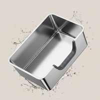 Cat Toilet Tray and Pan, Stainless Steel with 60cm Internal Length and Lid, Easy Cleaning Side Entry for Large Adult Cats