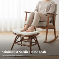 Woven Top Footrest Retro Design Low Padded Seat Space-Saving for Living Room
