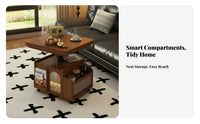 Multi-Functional Convertible Lift-Top Coffee Table Adjustable Height Convertible Lift-Top Table Space-Saving Household Furniture On Wheels for Apartment Dwellers, Homeowners, Home Workers, Living Room, Small Areas, Dining, Balcony