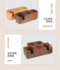 实木咖啡压粉座 胡桃木 / 榉木通用布粉台 51/54/58mm 手柄收纳架