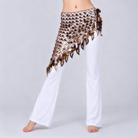 Belly Dance Hip Scarf with Copper Discs and Triangle Design for Practice