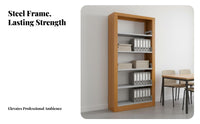 Steel Library Bookshelf Heavy Duty Freestanding Archive Shelving Sturdy Construction Multi-Tier File Shelf for Students, School Administrators, Study