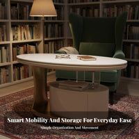 Mobile with casters C-Shaped Rolling Table Italian design Living Room Furniture Space-Saving Serving Cart Multi-Functional for Apartment Dwellers, Homeowners, Students, Next to Sofa, Home Office, Bedroom, Balcony