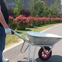 Duty Garden Cart with Tyres, Steel Frame Hand Cart for Construction, Large Capacity Outdoor Trolley for Waste Removal and Garden Projects