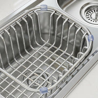 Square Drain Basket Kitchen Sink Drainer, 201 Stainless Steel Dish Drainage Rack and Bowl Strainer, In-Sink Multi-Functional Kitchen Storage Unit